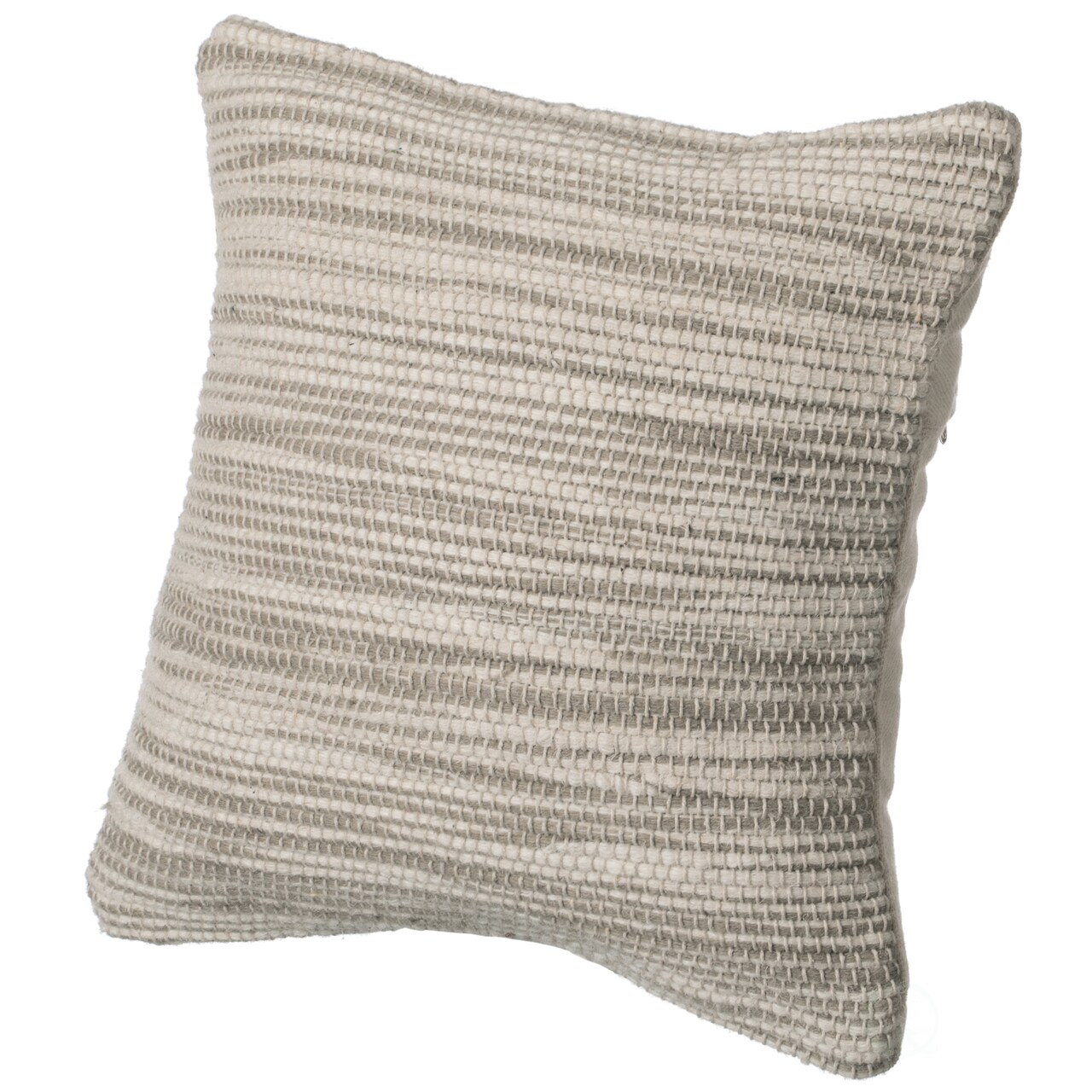 16" Handwoven Wool & Cotton Throw Pillow Cover with Woven Knit Texture
